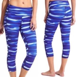 Athleta leggings high rise H20 blue water print cropped capri